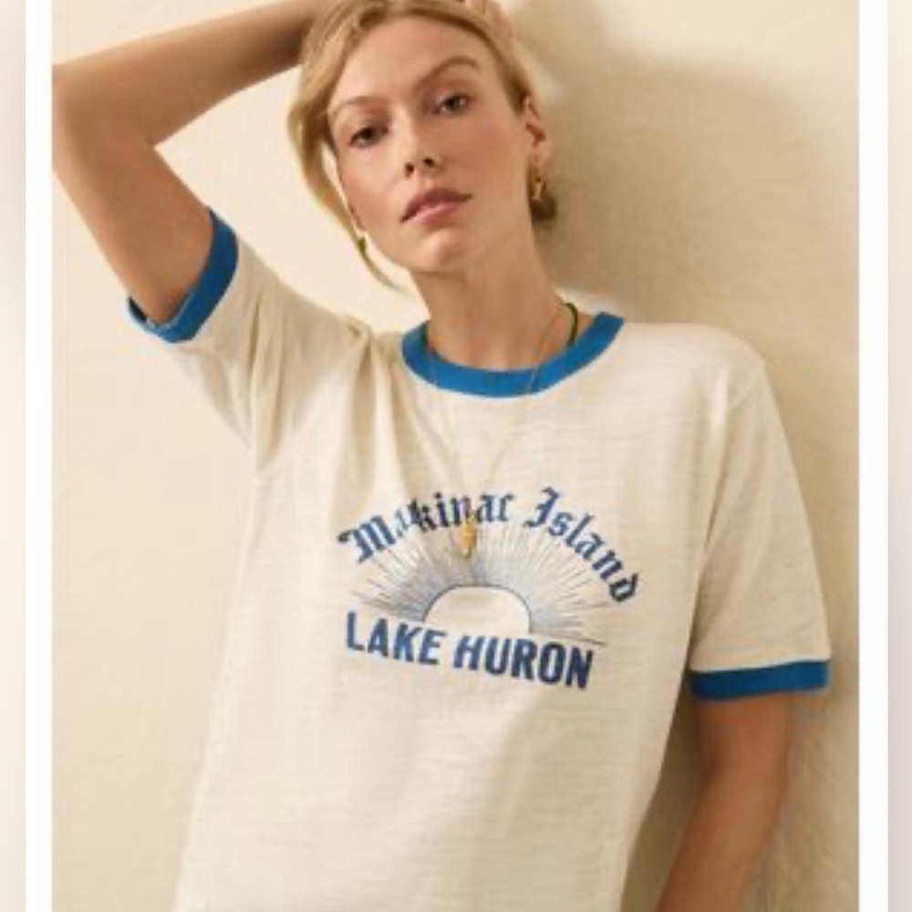 Faherty White and Blue Graphic T-Shirt